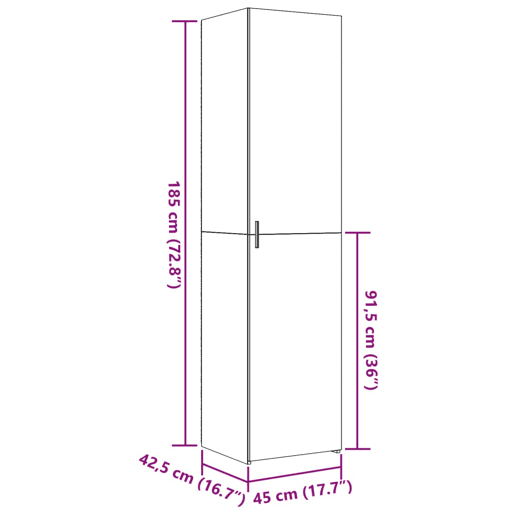 vidaXL Armário alto 45x42,5x185 cm derivados de madeira cinza sonoma