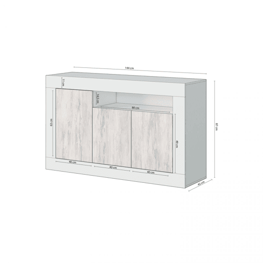 Aparador Gian Branco Artik (Branco mate) - Branco Velho 144 x 87 x 42 cm