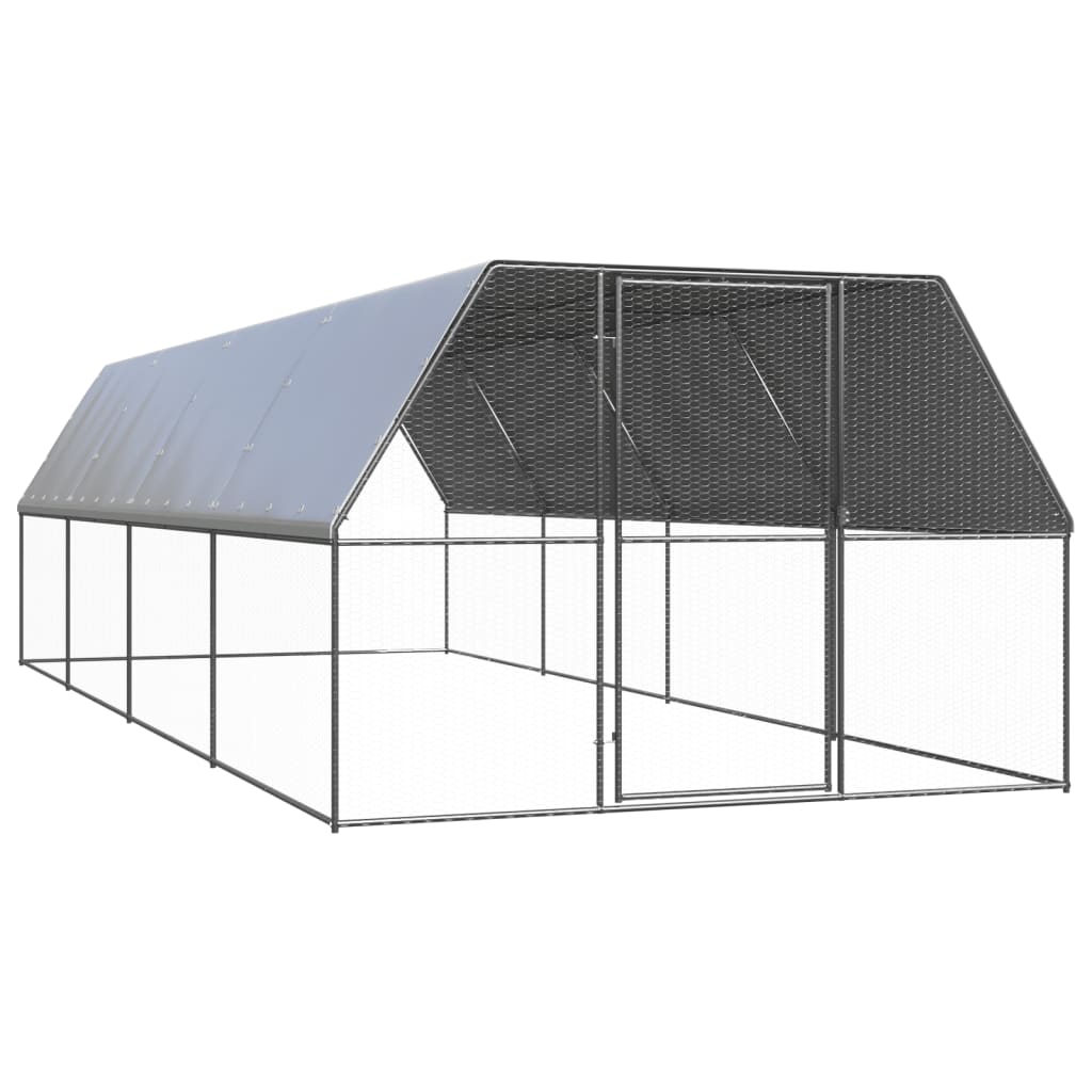 Vidaxl jaula gallinero de exterior de acero galvanizado 3x8x2 m