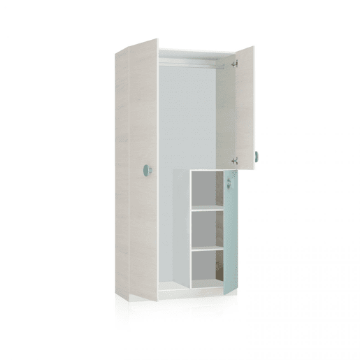 Roupeiro Yuki Branco Alpes - Verde Acqua 90 x 200 x 52 cm