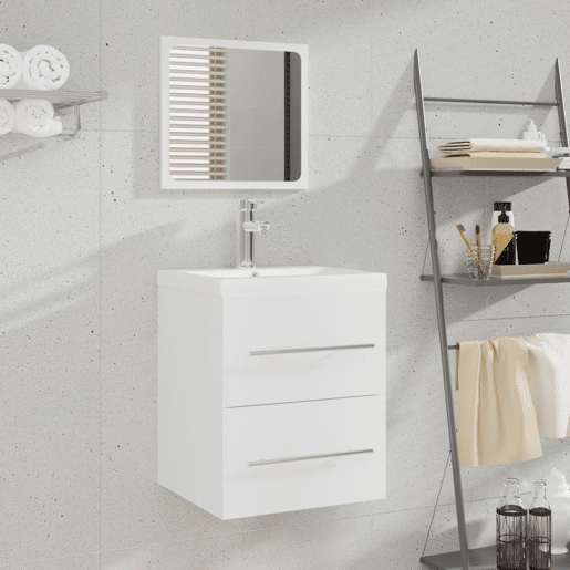 vidaXL Armário com lavatório embutido derivados de madeira branco