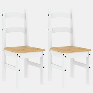 vidaXL Cadeiras de jantar 2 pcs 40x46x99 cm pinho maciço branco