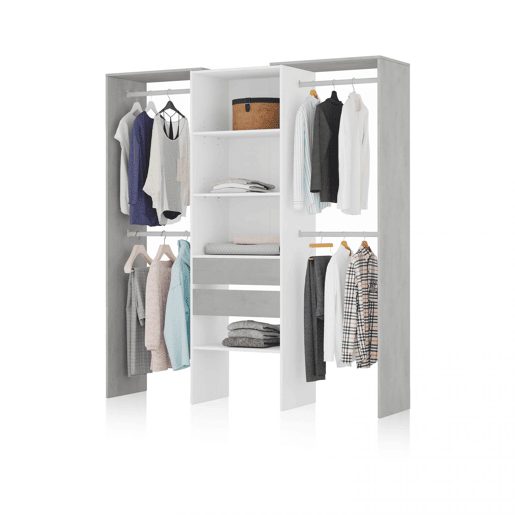 Roupeiro Lada Branco - Cimento 179 x 202 x 50 cm
