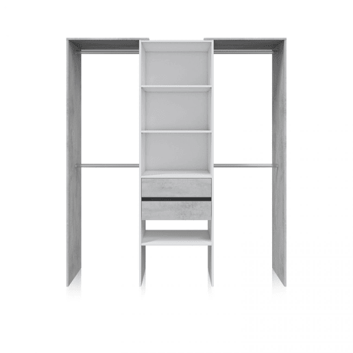Roupeiro Lada Branco - Cimento 179 x 202 x 50 cm