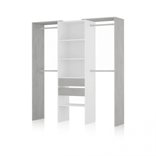 Roupeiro Lada Branco - Cimento 179 x 202 x 50 cm
