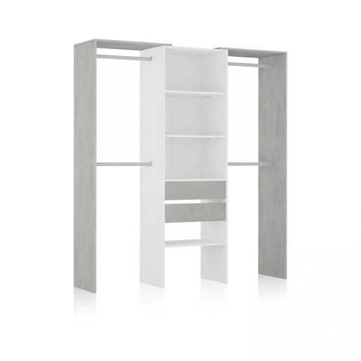 Roupeiro Lada Branco - Cimento 179 x 202 x 50 cm