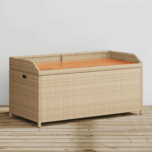 vidaXL Banco de arrumação 100x50x52 cm vime PEacácia mistura de beges