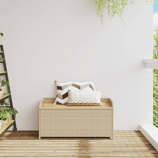 vidaXL Banco de arrumação 100x50x52 cm vime PEacácia mistura de beges