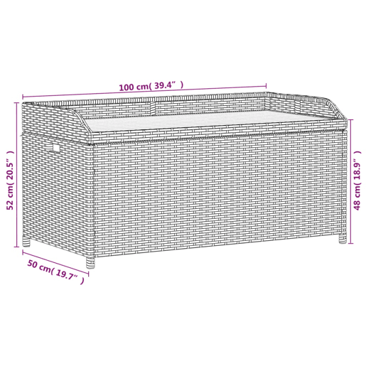 vidaXL Banco de arrumação 100x50x52 cm vime PEacácia mistura de beges