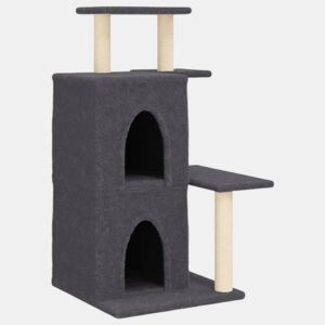 vidaXL Árvore p gatos c postes arranhadores sisal 97 cm cinza-escuro
