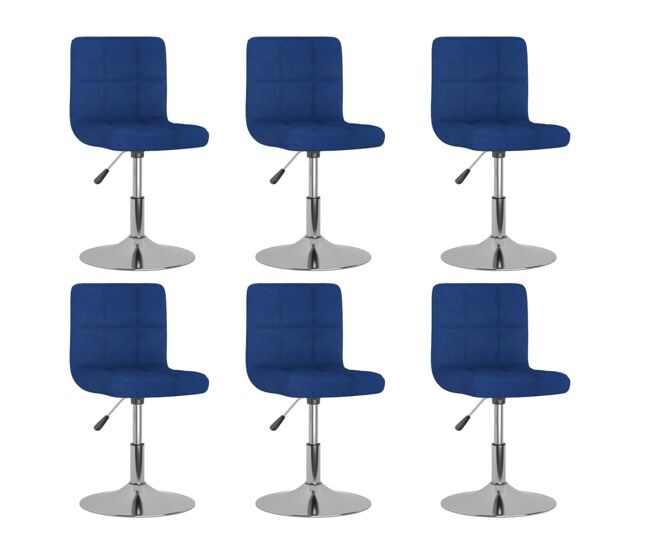Vidaxl sillas de comedor giratorias 6 unidades tela azul