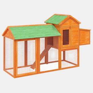 vidaXL Galinheiro 193x65x117 cm madeira de pinho maciça castanho