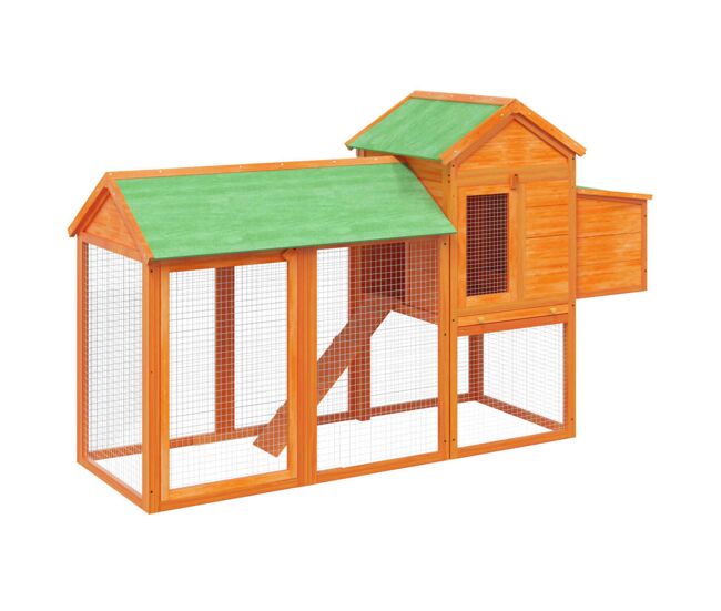 Vidaxl gallinero madera maciza de pino marrón 193x65x117 cm