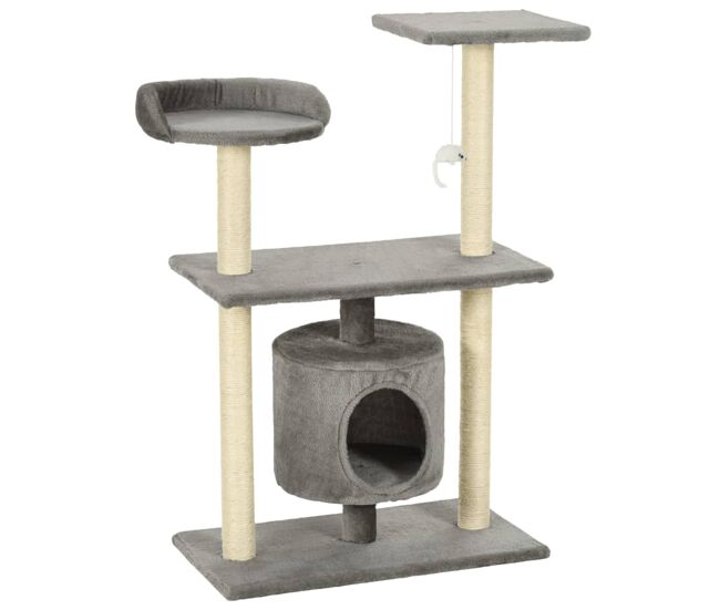 Vidaxl rascador para gatos con postes rascadores de sisal 95 cm gris