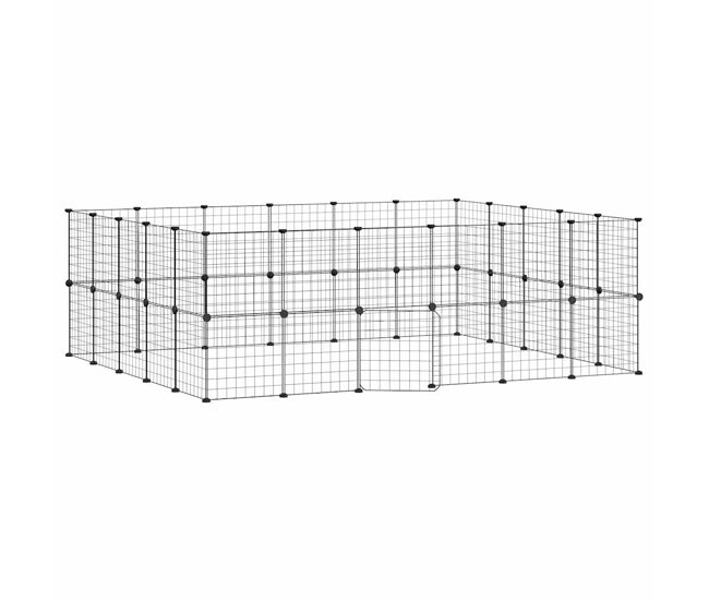 Vidaxl jaula para mascotas de 44 paneles puerta acero negro 35x35 cm