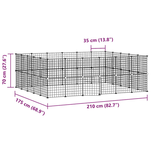vidaXL Gaiola p animais de 44 painéis c porta 35x35 cm aço preto vidaXL Gaiola p animais de 44 painéis c porta 35x35 cm aço preto