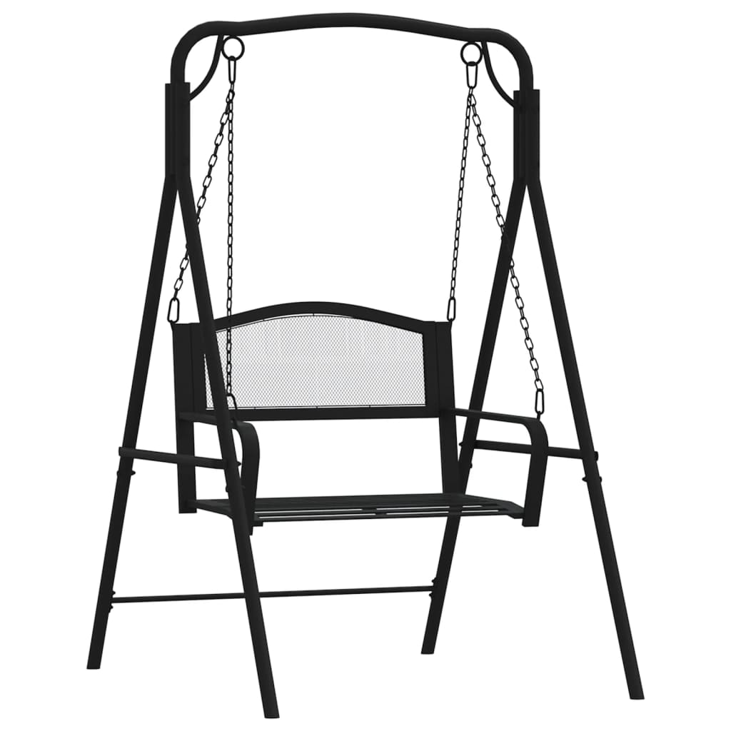 Vidaxl banco mecedor de acero negro 124 cm