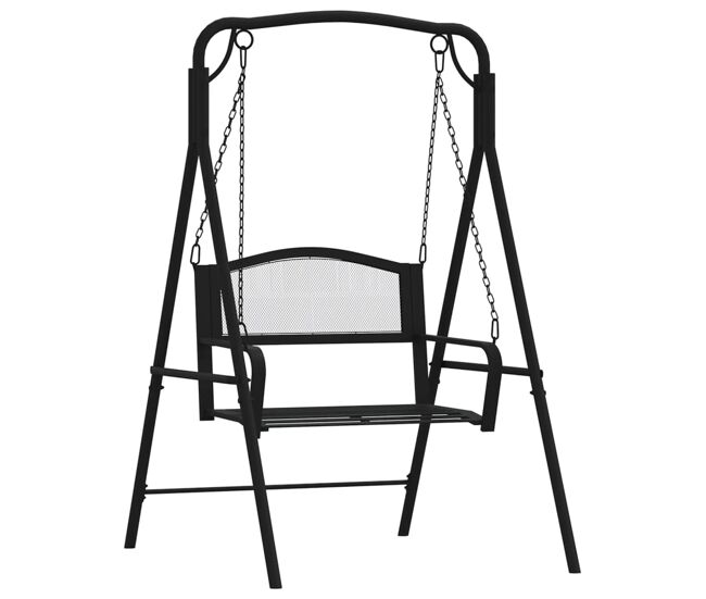 Vidaxl banco mecedor de acero negro 124 cm