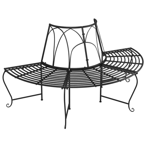 vidaXL Banco para árvore semicircular Ø159 cm aço preto