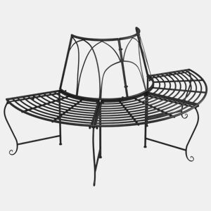 vidaXL Banco para árvore semicircular Ø159 cm aço preto