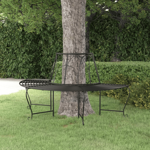 vidaXL Banco para árvore semicircular Ø159 cm aço preto