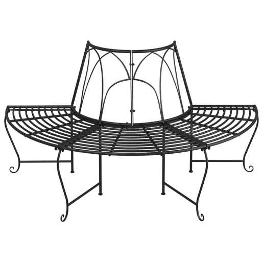 vidaXL Banco para árvore semicircular Ø159 cm aço preto
