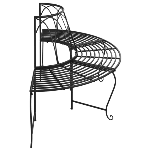 vidaXL Banco para árvore semicircular Ø159 cm aço preto