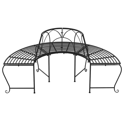 vidaXL Banco para árvore semicircular Ø159 cm aço preto