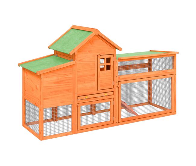 Vidaxl gallinero madera maciza de pino marrón 186,5x58,5x113 cm