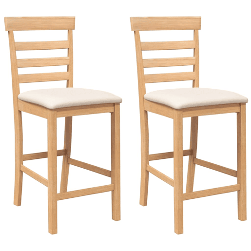 vidaXL Bancos de bar com almofadões 2pcs madeira de seringueira maciça vidaXL Bancos de bar com almofadões 2pcs madeira de seringueira maciça