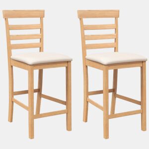 vidaXL Bancos de bar com almofadões 2pcs madeira de seringueira maciça