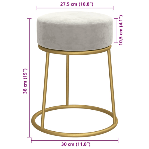 vidaXL Banqueta redonda veludo cinzento-claro