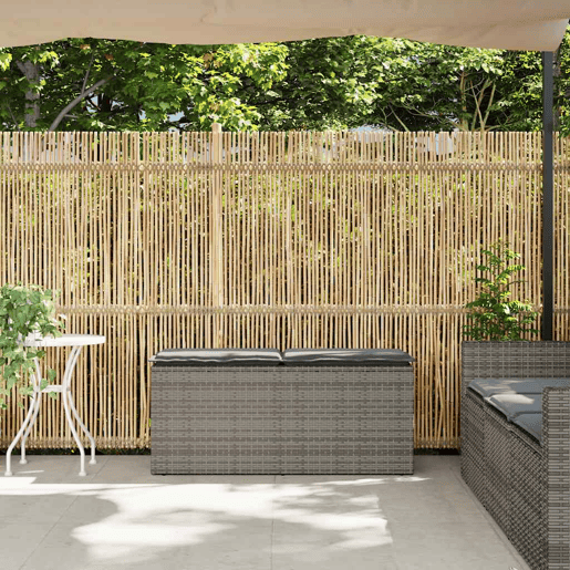vidaXL Banco de jardim com almofadão 110x40x44 cm vime PE cinzento