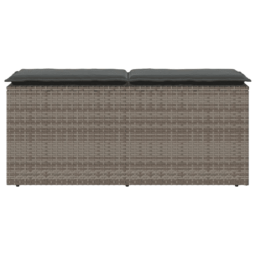 vidaXL Banco de jardim com almofadão 110x40x44 cm vime PE cinzento
