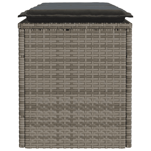 vidaXL Banco de jardim com almofadão 110x40x44 cm vime PE cinzento