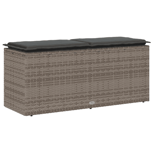 vidaXL Banco de jardim com almofadão 110x40x44 cm vime PE cinzento