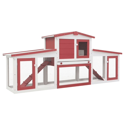 vidaXL Coelheira exterior grande 201x45x85cm madeira vermelho e branco