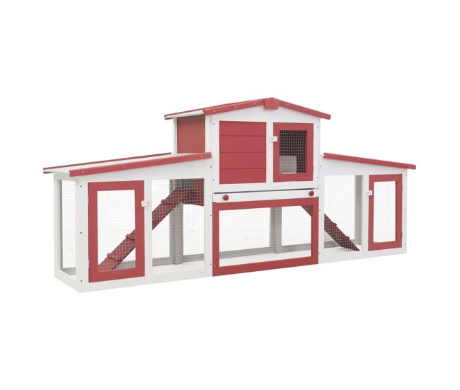 Vidaxl jaula de animales grande madera rojo y blanco 201x45x85 cm