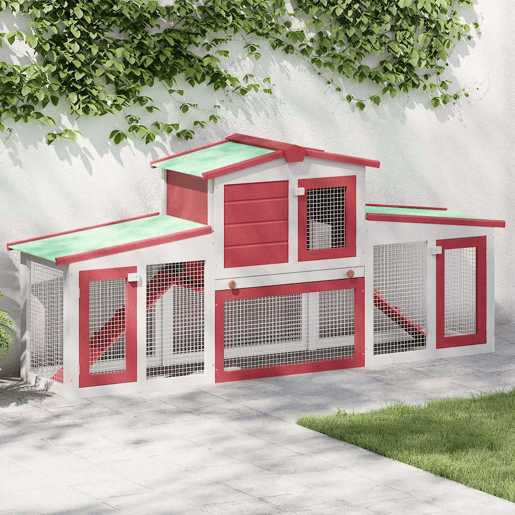 vidaXL Coelheira exterior grande 201x45x85cm madeira vermelho e branco