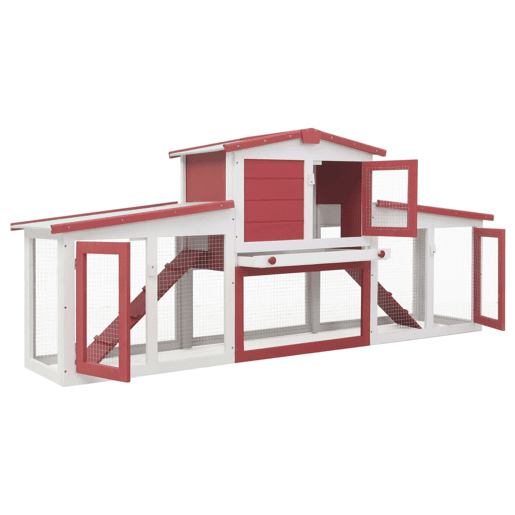 vidaXL Coelheira exterior grande 201x45x85cm madeira vermelho e branco