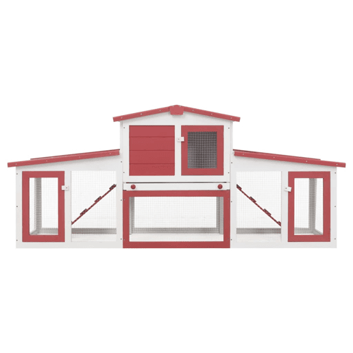 vidaXL Coelheira exterior grande 201x45x85cm madeira vermelho e branco
