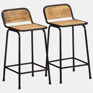 vidaXL Bancos de bar 2 pcs Madeira Maciça de Mangueira Rústica