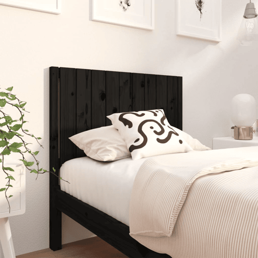 vidaXL Cabeceira de cama 95,5x4x100 cm pinho maciço preto