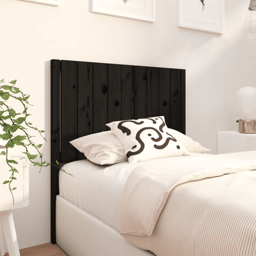 vidaXL Cabeceira de cama 95,5x4x100 cm pinho maciço preto