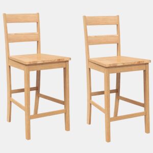 vidaXL Bancos de bar 2pcs natural madeira de seringueira maciça