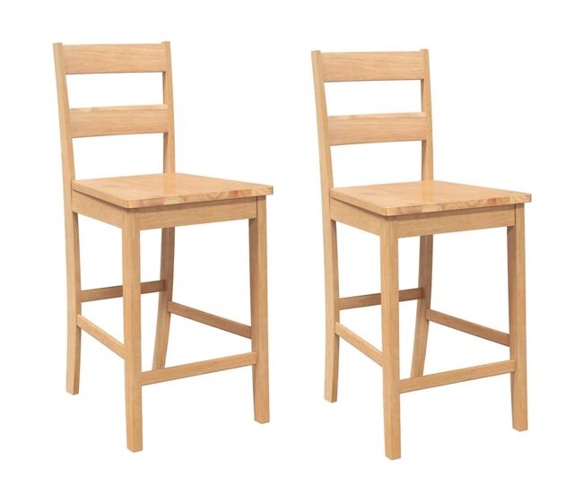 Vidaxl taburetes de bar 2 uds madera maciza natural caucho