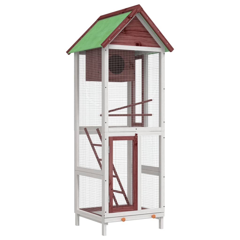 Vidaxl casita para pájaros madera maciza pino color moca 60x58,5x160cm