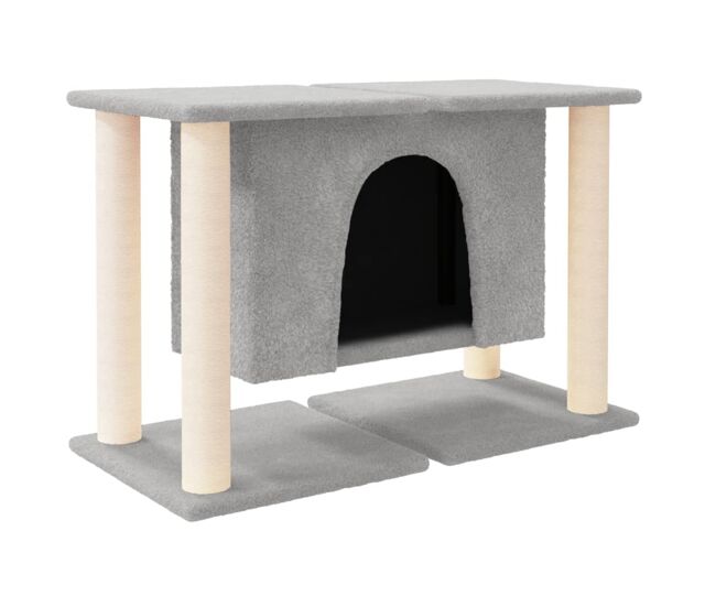 Vidaxl rascador para gatos con postes de sisal gris claro 190 cm