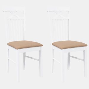 vidaXL Cadeiras de jantar com almofadões 2 pcs madeira maciça branco