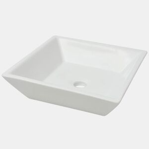 vidaXL Lavatório quadrado branco cerâmica 41,5x41,5x12 cm